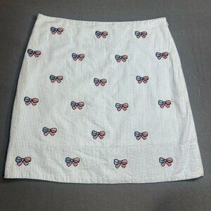 Castaway Nantucket Cocktail/Mini Skirt American Flag Bows Embroirdred